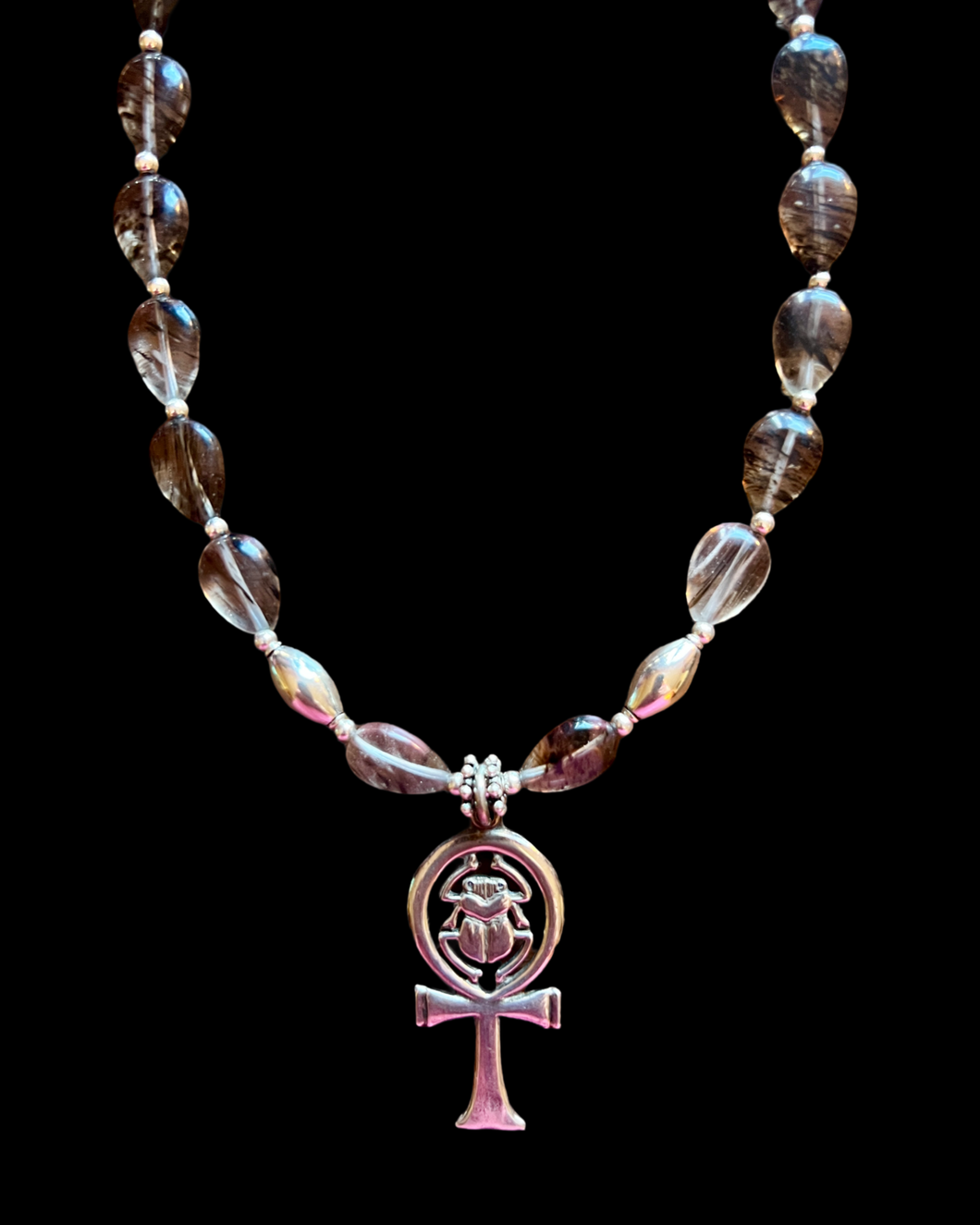 egyptian ankh w/smoky quartz